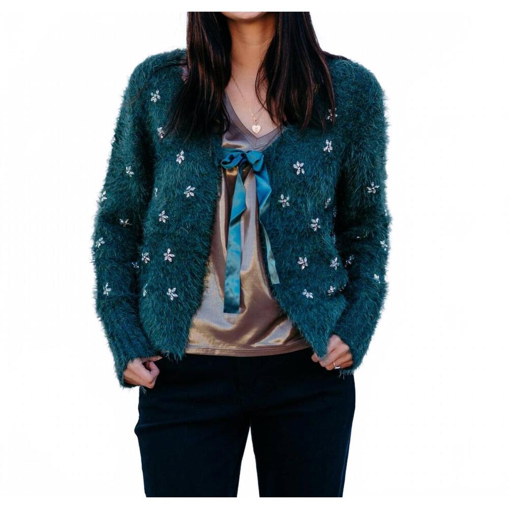 NEW ANOTHER LOVE serafina textured cardigan in rainforest